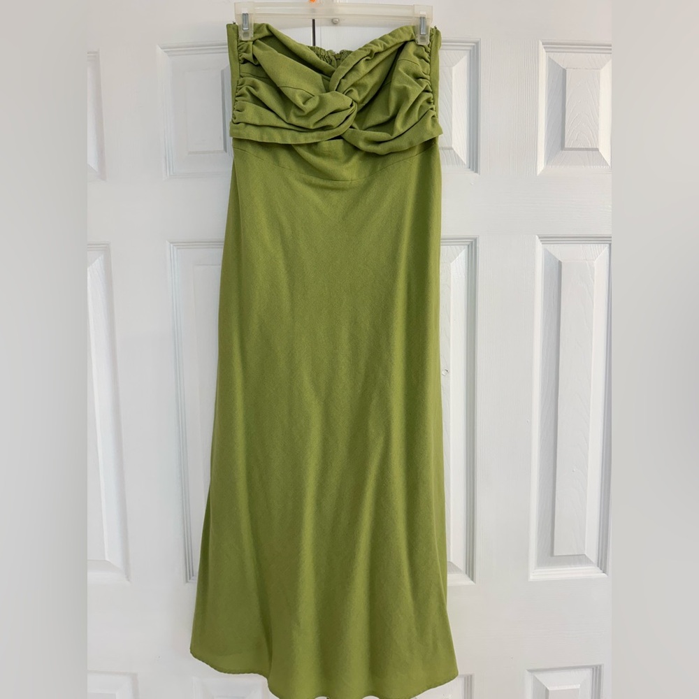 Francesca’s: Worn Once - Green Strapless Dress Size Medium